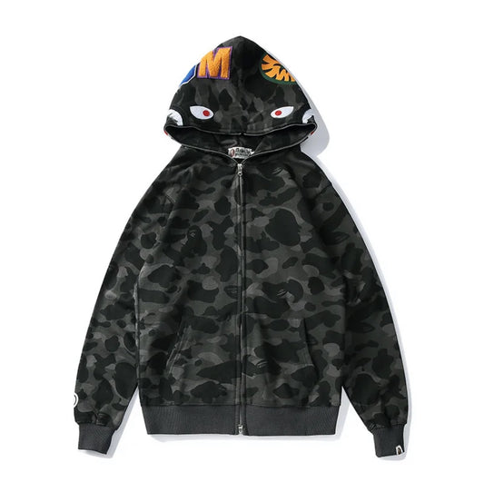 Bape Camo Shark Zip Up Hoodie